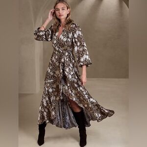 Banana Republic Fiori Silk Ruffle Wrap Dress